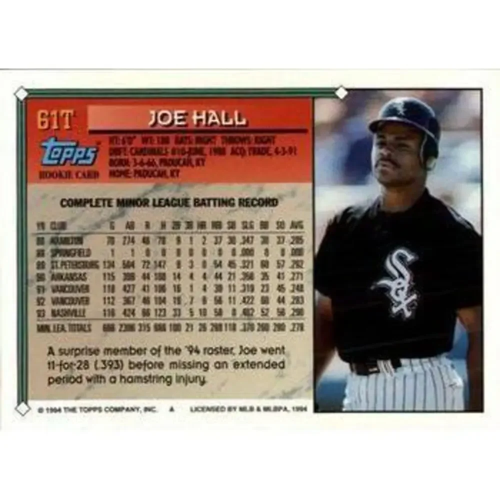 1994 Topps Traded Joe Hall RC 61T Chicago White Sox